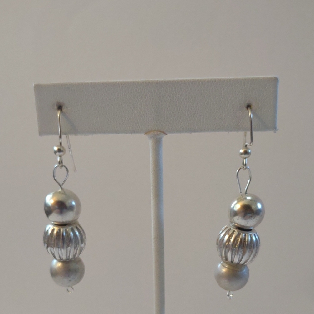 Silver Bead Drop Earrings - Elegant Women’s Jewelry